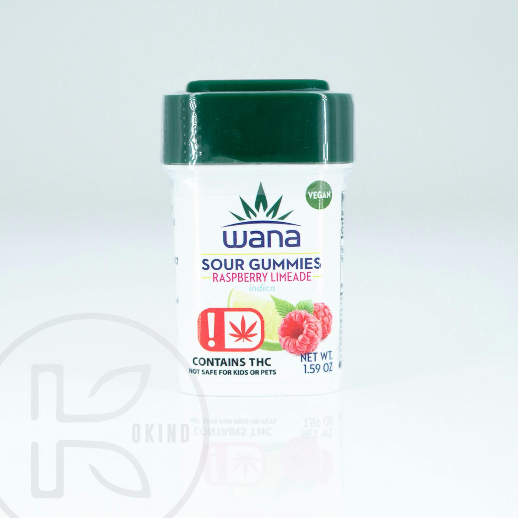 Raspberry Limeade Indica Sour Medicated Chews 300mg THC (30mg per piece) - Wana